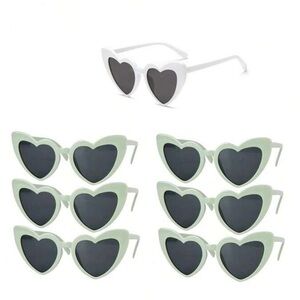 7 piece set: bride & bridesmaid heart shaped sunglasses Green